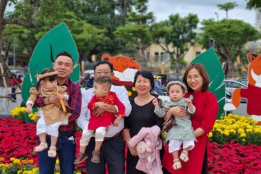 Người dân Đà Nẵng đổ về đường hoa du xuân đầu năm mới