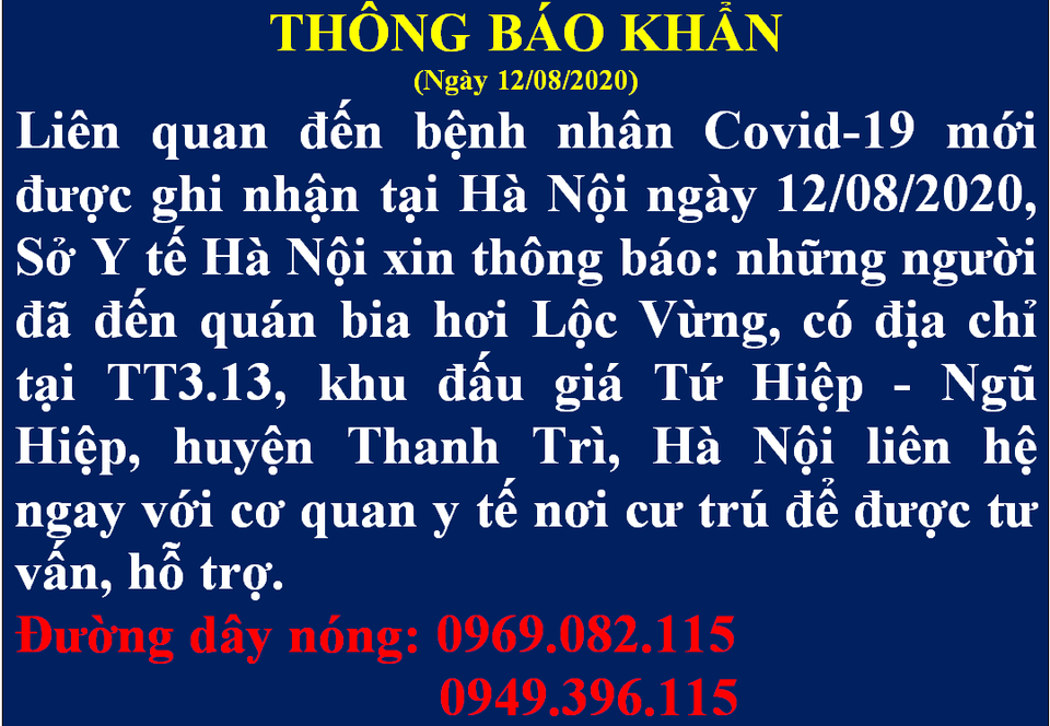 Hà Nội tìm người đến quán bia Lộc Vừng liên quan ca nghi Covid-19 Hải Dương - 1 Hà Nội tìm người đến quán bia Lộc Vừng liên quan ca nghi Covid-19 Hải Dương - 1