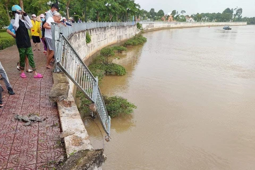 Ô tô mất lái tông đổ lan can, lao xuống sông Đồng Nai - 1 Ô tô mất lái tông đổ lan can, lao xuống sông Đồng Nai - 1