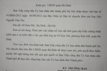 Đề nghị giải quyết vụ khiếu nại chậm cấp sổ đỏ tại phường Kim Mã