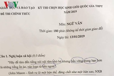 Cá tính bản thân được đưa vào đề thi học sinh giỏi Quốc gia môn Văn