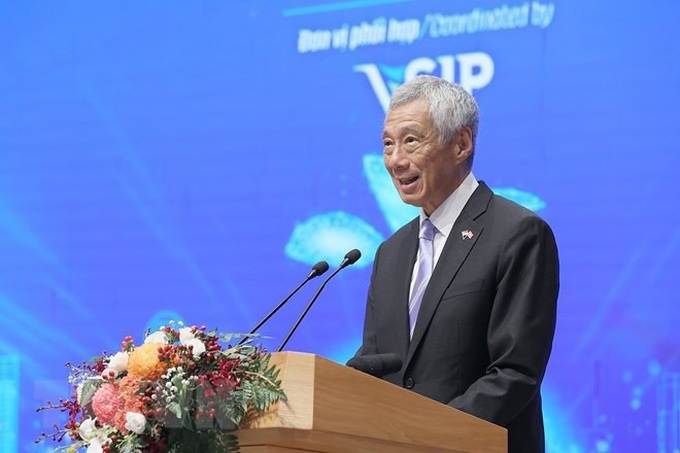 Thủ tướng Singapore Lý Hiển Long phát biểu tại Hội nghị. 