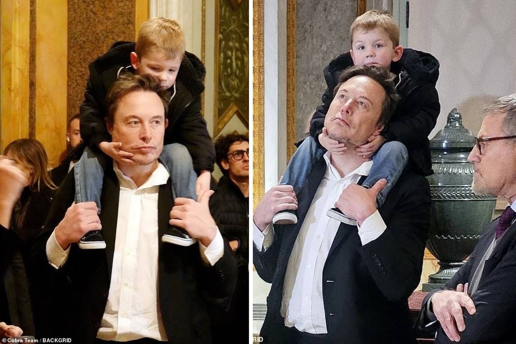 The image of billionaire Elon Musk carrying his 3-year-old son to see an exhibition attracts attention - 1