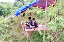 Học sinh H'Mông dựng chòi trên núi "hứng sóng rơi" học trực tuyến