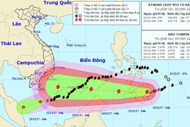 Bão Tembin tăng tốc vào Biển Đông, bão số 15 suy yếu thành áp thấp