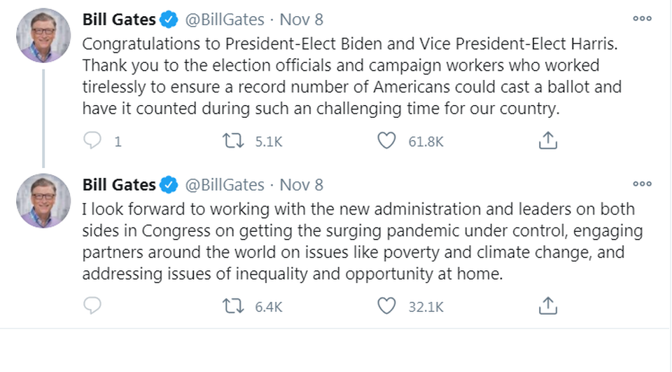 Bill Gates, Jeff Bezos nói gì trước chiến thắng của Joe Biden? - 3 Bill Gates, Jeff Bezos nói gì trước chiến thắng của Joe Biden? - 3