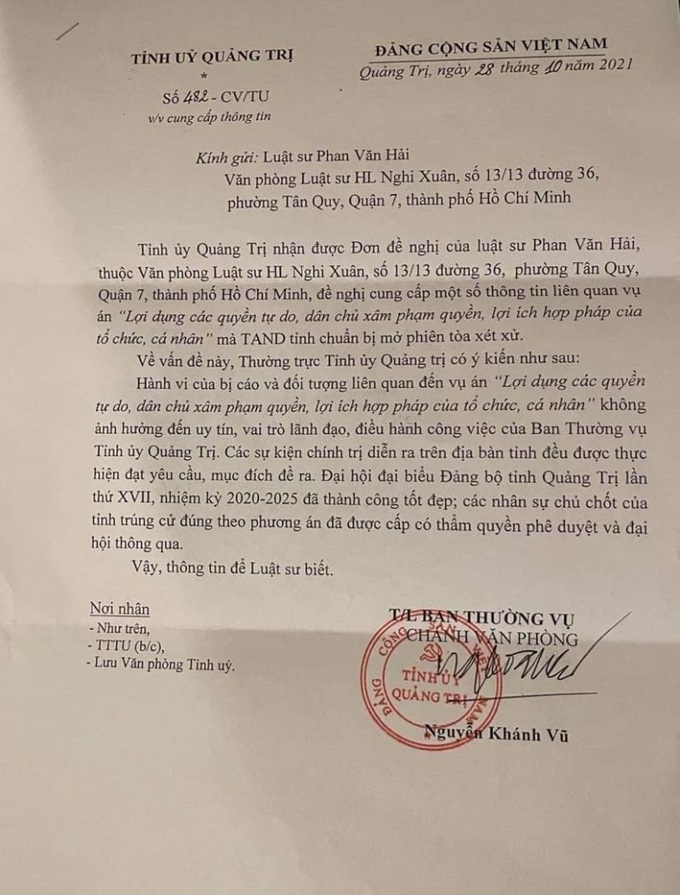cong van: công văn số 482/CV-TU