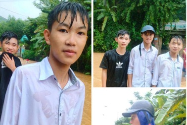 Nhóm học sinh cấp 3 dũng cảm đội mưa cứu người trong lũ