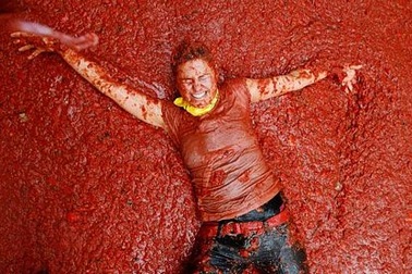 Chùm ảnh: Cà chua "nhuộm đỏ" thị trấn