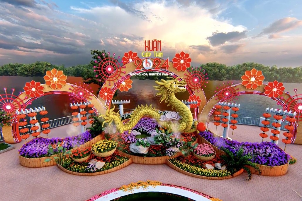Chiêm ngưỡng phối cảnh đường hoa xuân Giáp Thìn ven sông Đồng Nai - 2