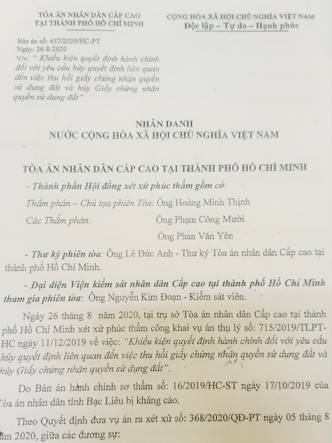 Vụ huyện thua kiện dân: Thêm một bản án huyện ngâm 2 năm mới chịu thi hành - 1 Vụ huyện thua kiện dân: Thêm một bản án huyện ngâm 2 năm mới chịu thi hành - 1