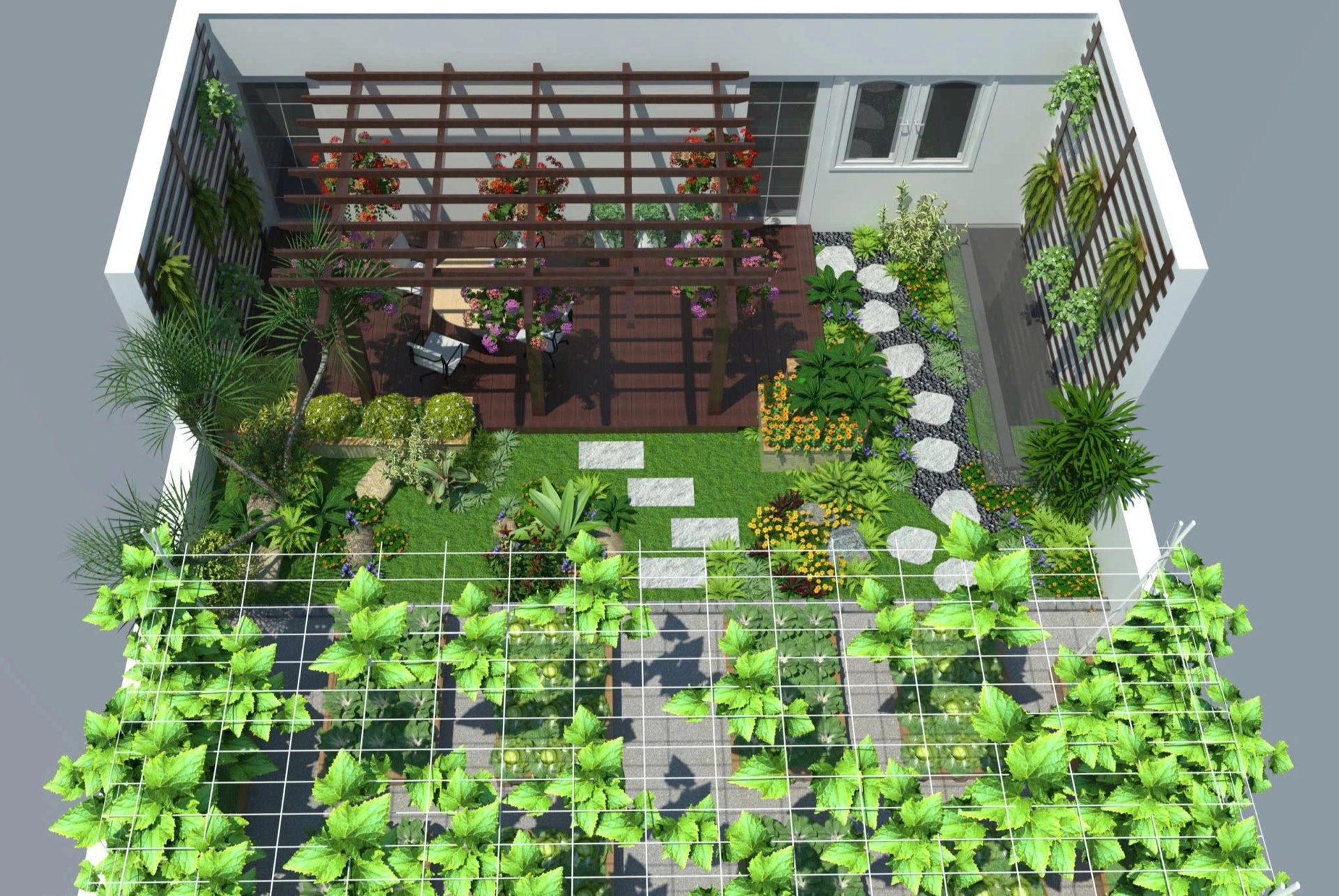 Hà Nội: Chồng thiết kế sân thượng 100m2 thành khu vườn trồng rau tặng vợ - 2 Hà Nội: Chồng thiết kế sân thượng 100m2 thành khu vườn trồng rau tặng vợ - 2