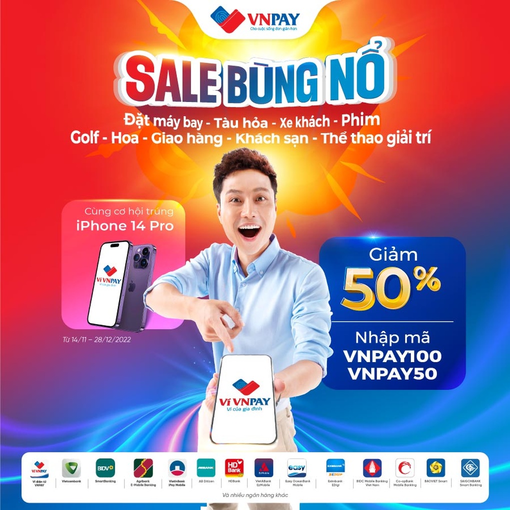 Trúng iPhone 14 Pro, nhận ưu đãi 50% trên ví VNPAY và ứng dụng ngân hàng - 2 Trúng iPhone 14 Pro, nhận ưu đãi 50% trên ví VNPAY và ứng dụng ngân hàng - 2