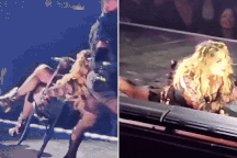 Madonna bị ngã sõng soài trong lúc thực hiện vũ đạo trên sân khấu