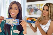 Đỗ Thị Hà và mỹ nhân hoa hậu thế giới gây bất ngờ khi vẽ lên khẩu trang