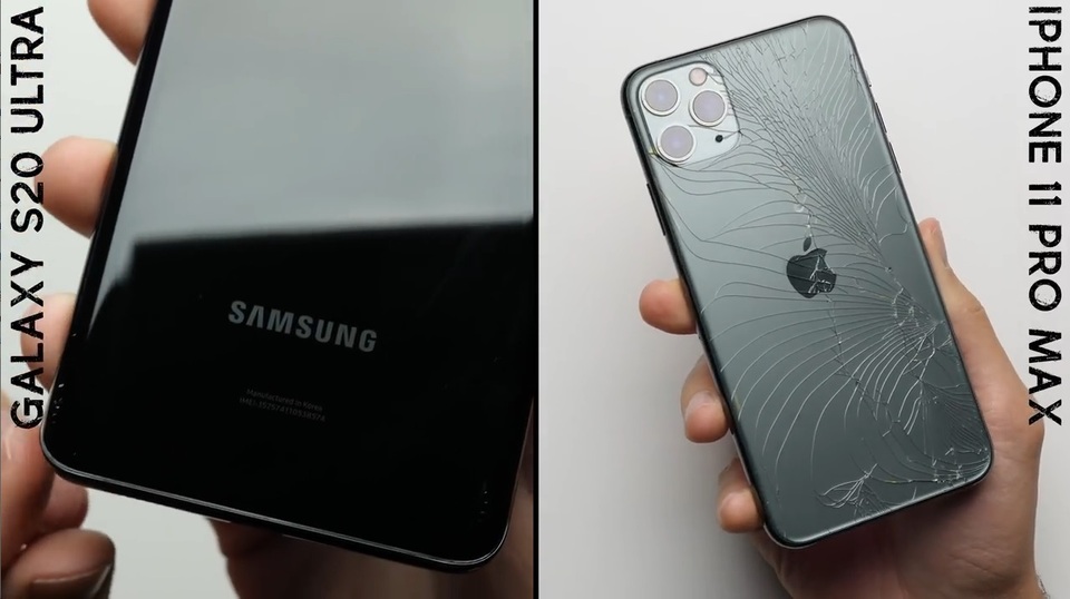Đọ độ bền Galaxy S20 Ultra và iPhone 11 Pro Max khi thả rơi tự do - 1 Đọ độ bền Galaxy S20 Ultra và iPhone 11 Pro Max khi thả rơi tự do - 1