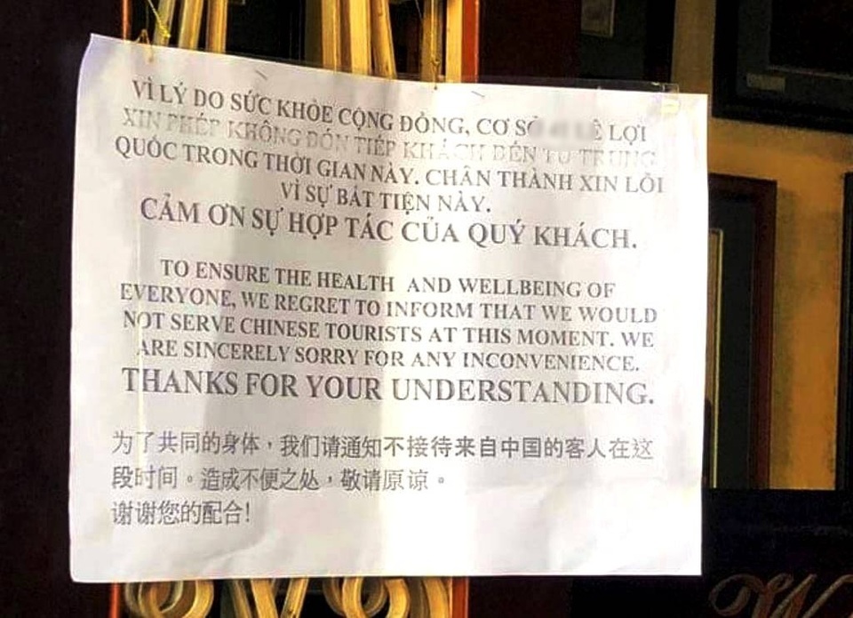 Không nên “kì thị” khách Trung Quốc vì virus corona - 1 Không nên “kì thị” khách Trung Quốc vì virus corona - 1