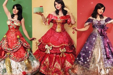 Những chiếc váy đẹp như trong cổ tích được tạo ra từ giấy gói quà