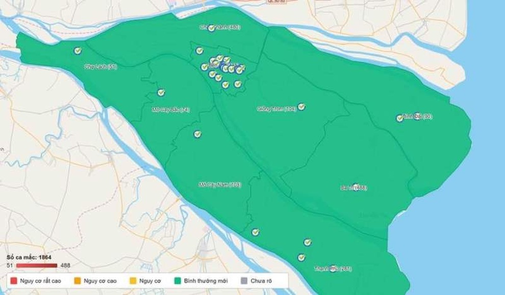 Toàn tỉnh Bến Tre đã xanh rờn, Tiền Giang sạch bóng vùng đỏ - 1 Toàn tỉnh Bến Tre đã xanh rờn, Tiền Giang sạch bóng vùng đỏ - 1