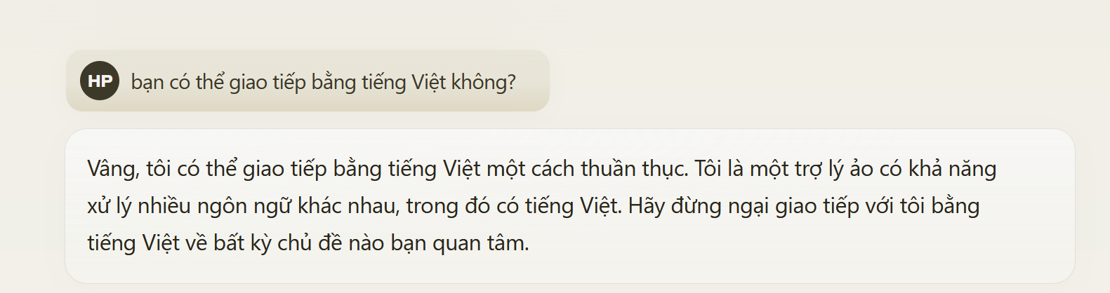 Claude AI giao tiếp tốt bằng tiếng Việt (Ảnh chụp màn hình).