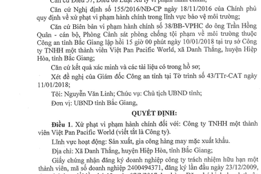 Chủ tịch tỉnh Bắc Giang xử phạt "thẳng tay" doanh nghiệp "bức tử" môi trường!
