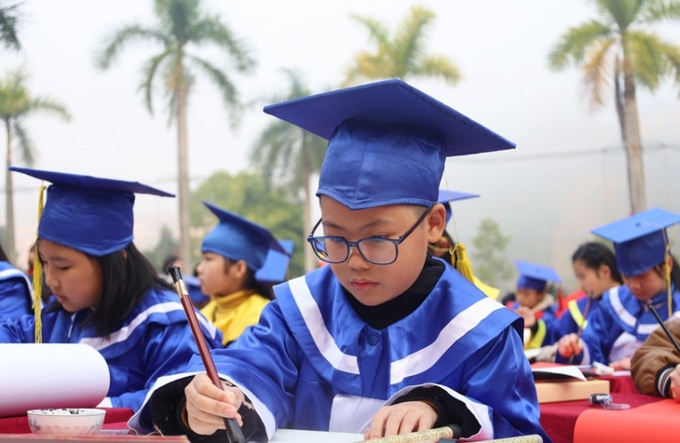 Các em học sinh đã tham gia nhiều hoạt động ý nghĩa tại Lễ khai bút đầu Xuân 2023.