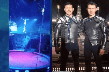 Nghệ sĩ xiếc thăng bằng không hề bị thương sau cú ngã từ độ cao 8 mét