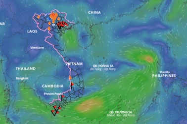 Vùng áp thấp xuất hiện trên Biển Đông