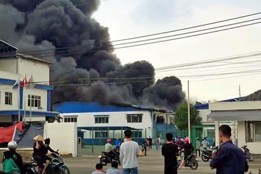 Cháy dữ dội tại xưởng sản xuất giày dép ở Đồng Nai
