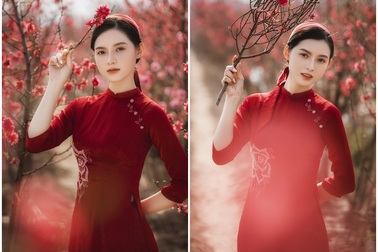Thiếu nữ Bắc Giang đẹp tựa "nàng thơ" dạo bước giữa vườn xuân