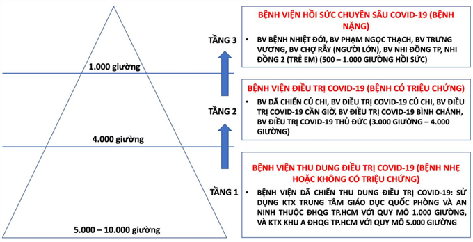 TP.HCM tổ chức điều trị Covid-19 theo mô hình tháp 3 tầng - Ảnh 1.