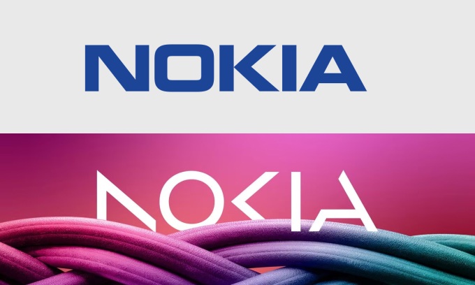 Logo Nokia cũ (ảnh trên) và logo mới (ảnh dưới).
