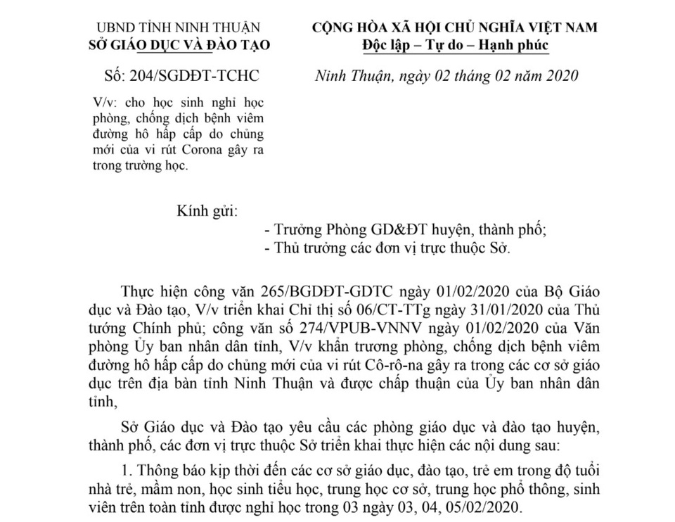 Ninh Thuận vừa thông báo học sinh nghỉ học 3 ngày - 1 Ninh Thuận vừa thông báo học sinh nghỉ học 3 ngày - 1