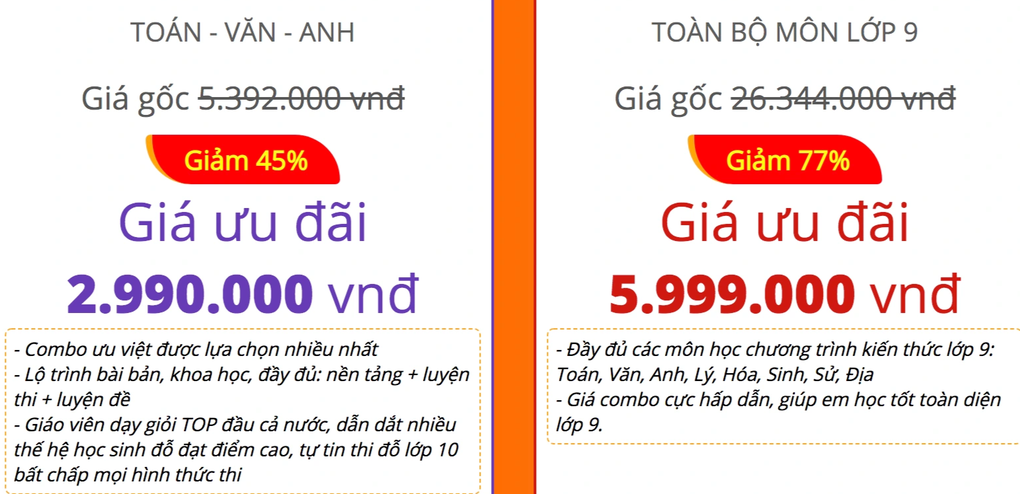 Ôn thi cấp tốc vào lớp 10 giá 600.000 đồng/buổi - 1 Ôn thi cấp tốc vào lớp 10 giá 600.000 đồng/buổi - 1