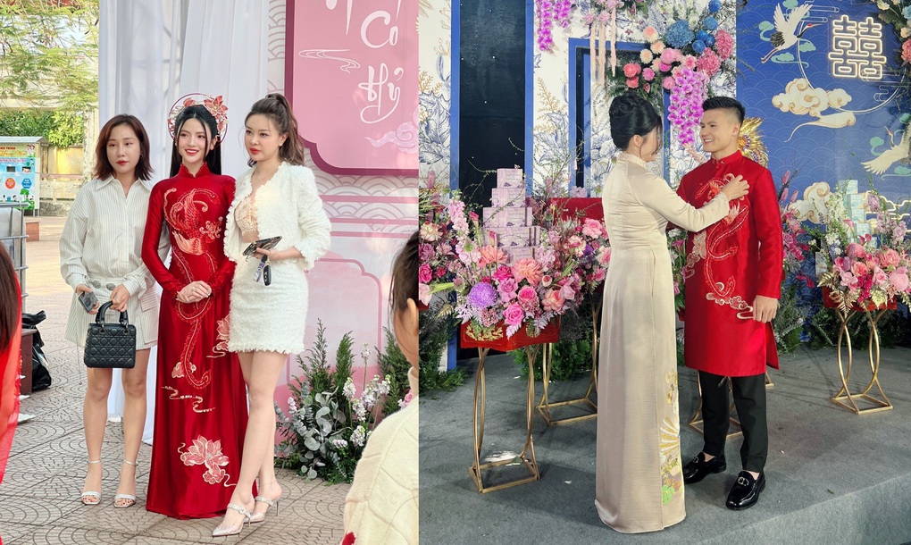 Vợ Quang Hải diện áo dài thêu chỉ vàng, đội mấn đặc biệt trong lễ ăn hỏi - 3 Vợ Quang Hải diện áo dài thêu chỉ vàng, đội mấn đặc biệt trong lễ ăn hỏi - 3