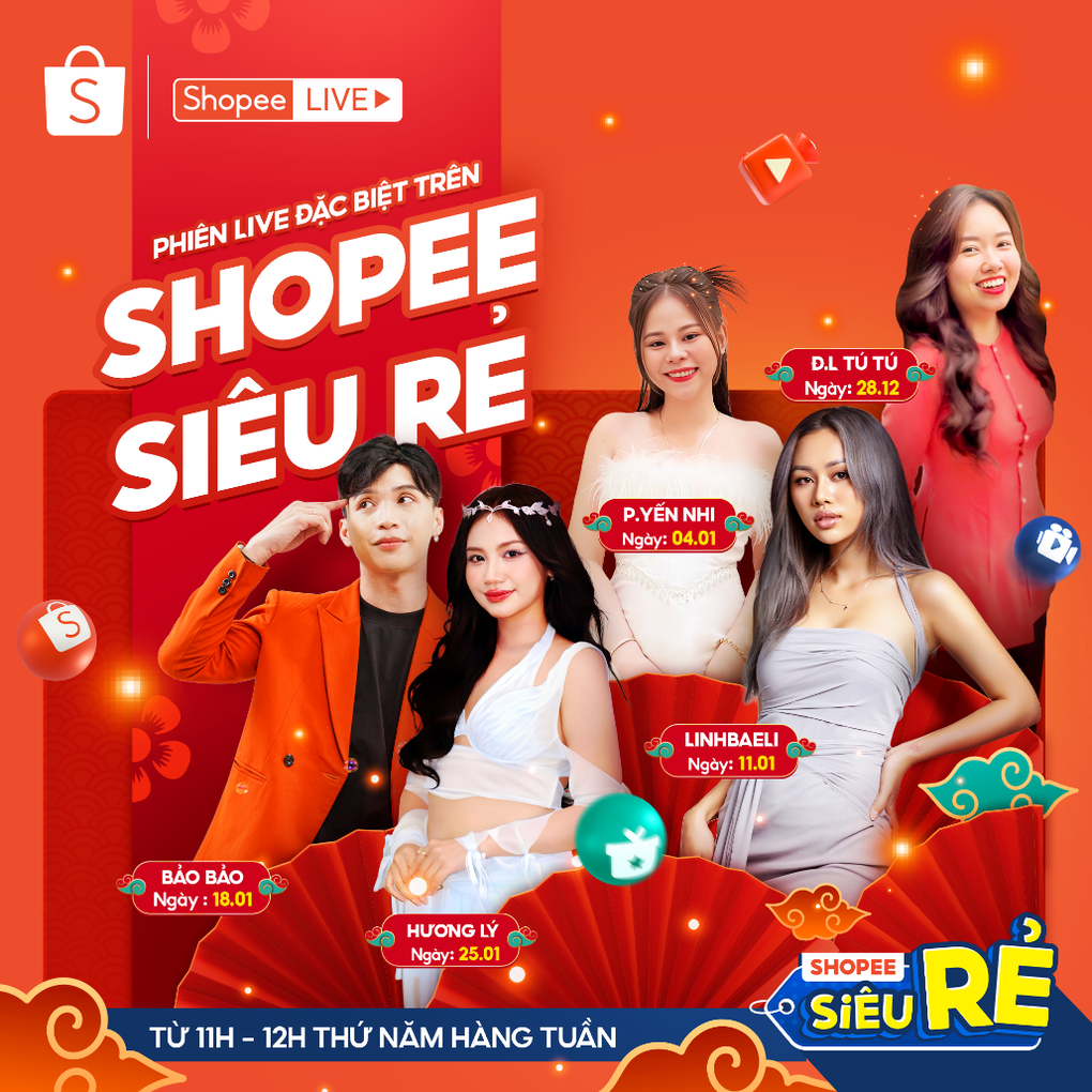 Mua sắm Tết tiết kiệm cùng loạt giảm giá mỗi ngày trên kênh livestream Shopee Siêu Rẻ - 3 Mua sắm Tết tiết kiệm cùng loạt giảm giá mỗi ngày trên kênh livestream Shopee Siêu Rẻ - 3