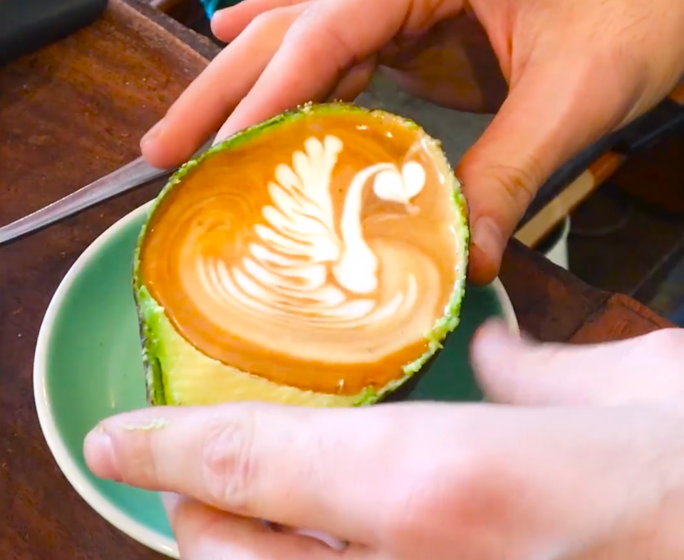 Độc đáo Latte đựng trong vỏ quả bơ - 4 Độc đáo Latte đựng trong vỏ quả bơ - 4
