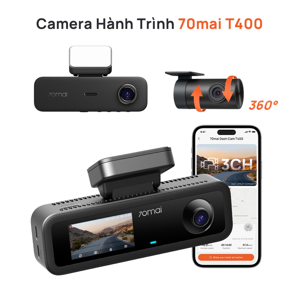 70mai ra mắt bộ đôi camera hành trình 3 kênh 4K T800 và T400 - 4 70mai ra mắt bộ đôi camera hành trình 3 kênh 4K T800 và T400 - 4