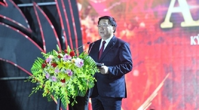 Ông Nguyễn Xuân Thắng, Ủy viên Bộ Chính trị, Giám đốc Học viện Chính trị Quốc gia Hồ Chí Minh, Chủ tịch Hội đồng Lý luận Trung ương, phát biểu tại lễ kyr niệm.