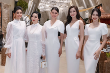 Hoa hậu Giáng My, Tiểu Vy, Đỗ Thị Hà khoe dáng với đầm trắng