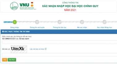 Thí sinh xác nhận nhập học trực tuyến vào ĐH Quốc gia Hà Nội từ ngày 17/9