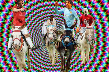 Biếm họa về trận derby Manchester