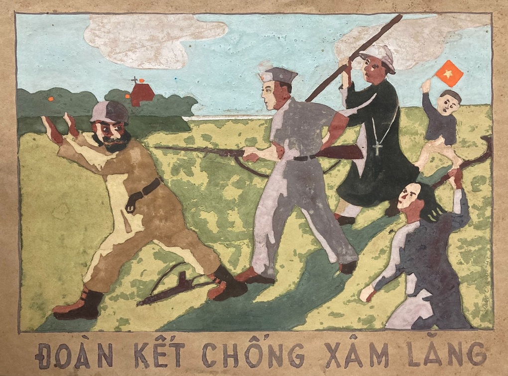 Đoàn kết chống xâm lăng.Văn Giáo.1947.Bột màu.Giấy.jpg .jpg