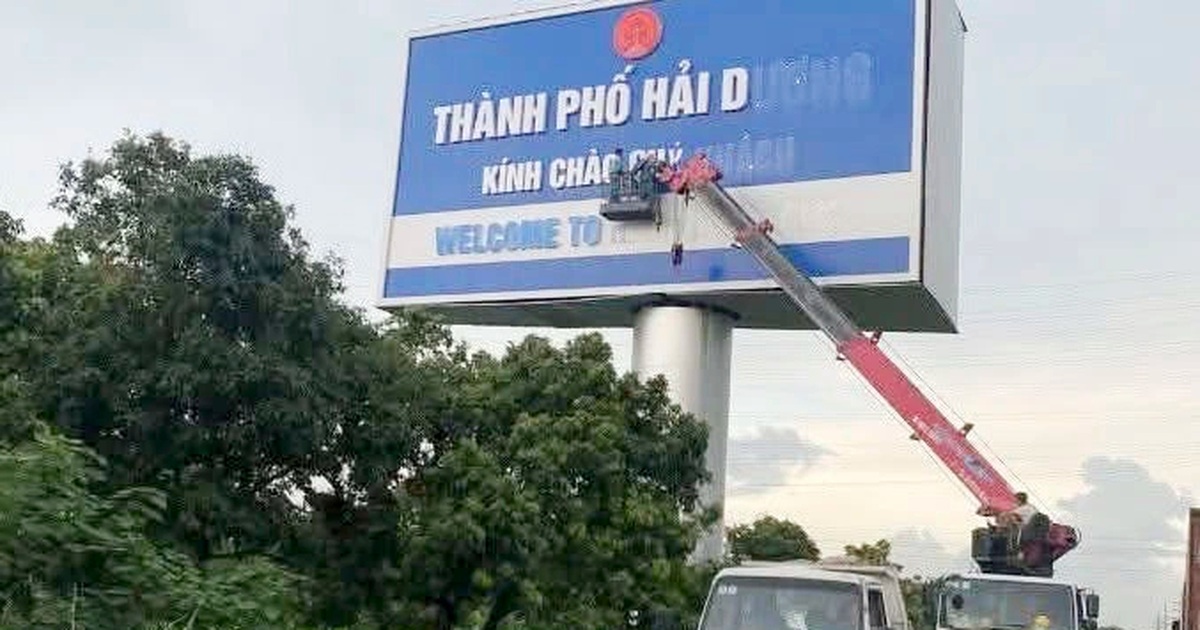 Hải Dương tháo dỡ dòng chữ “thành phố kính chào quý khách”