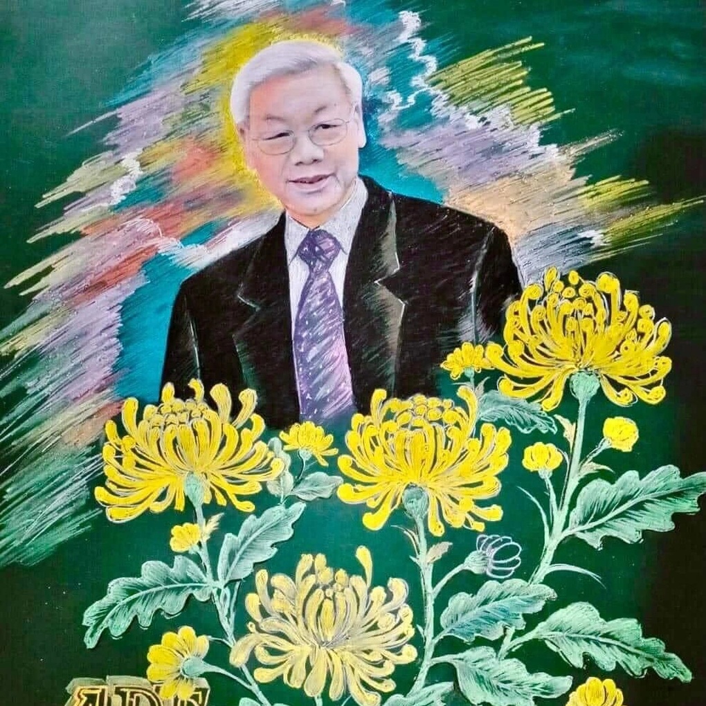 Thầy giáo dùng phấn khắc họa chân dung Tổng Bí thư Nguyễn Phú Trọng - 1 Thầy giáo dùng phấn khắc họa chân dung Tổng Bí thư Nguyễn Phú Trọng - 1