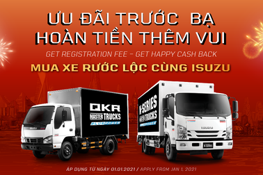 Isuzu ưu đãi trước bạ - Hoàn tiền thêm vui