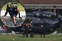 Neymar cưỡi trực thăng đi tập, oai vệ như ông hoàng