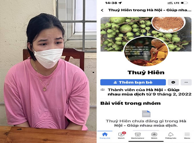 Lê Thị Hiền và trang facebook cá nhân lừa đảo từ thiện (Ảnh: Công an Thanh Hóa)