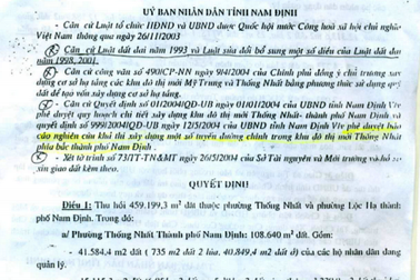 Thanh tra Chính phủ kết luận, hàng chục hộ dân vẫn tiếp tục khởi kiện UBND tỉnh Nam Định