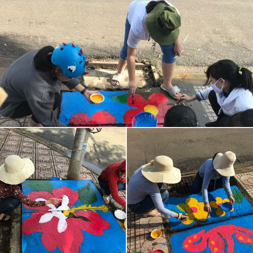 Thanh niên Bình Phước cùng nhau thay “áo mới” cho những nắp cống - 6 Thanh niên Bình Phước cùng nhau thay “áo mới” cho những nắp cống - 6